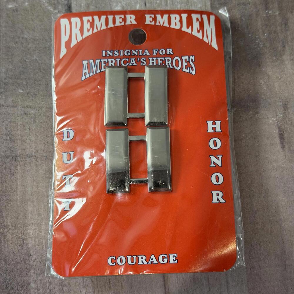 Premier Emblem NOS Captain Bars Silver Clutch Back Pin Set P903 Uniform Insignia